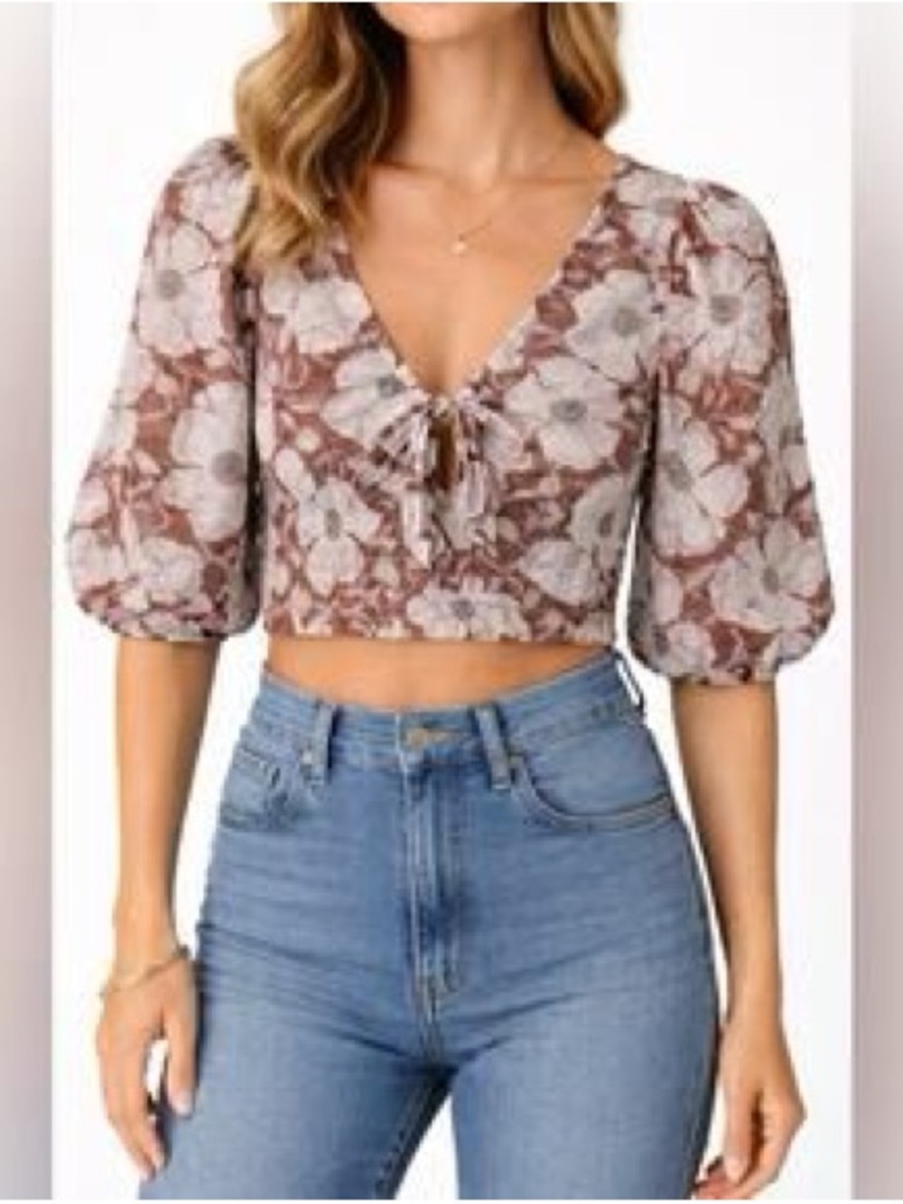 Abercrombie & Fitch Cropped Cotton Floral Blouse Size XS